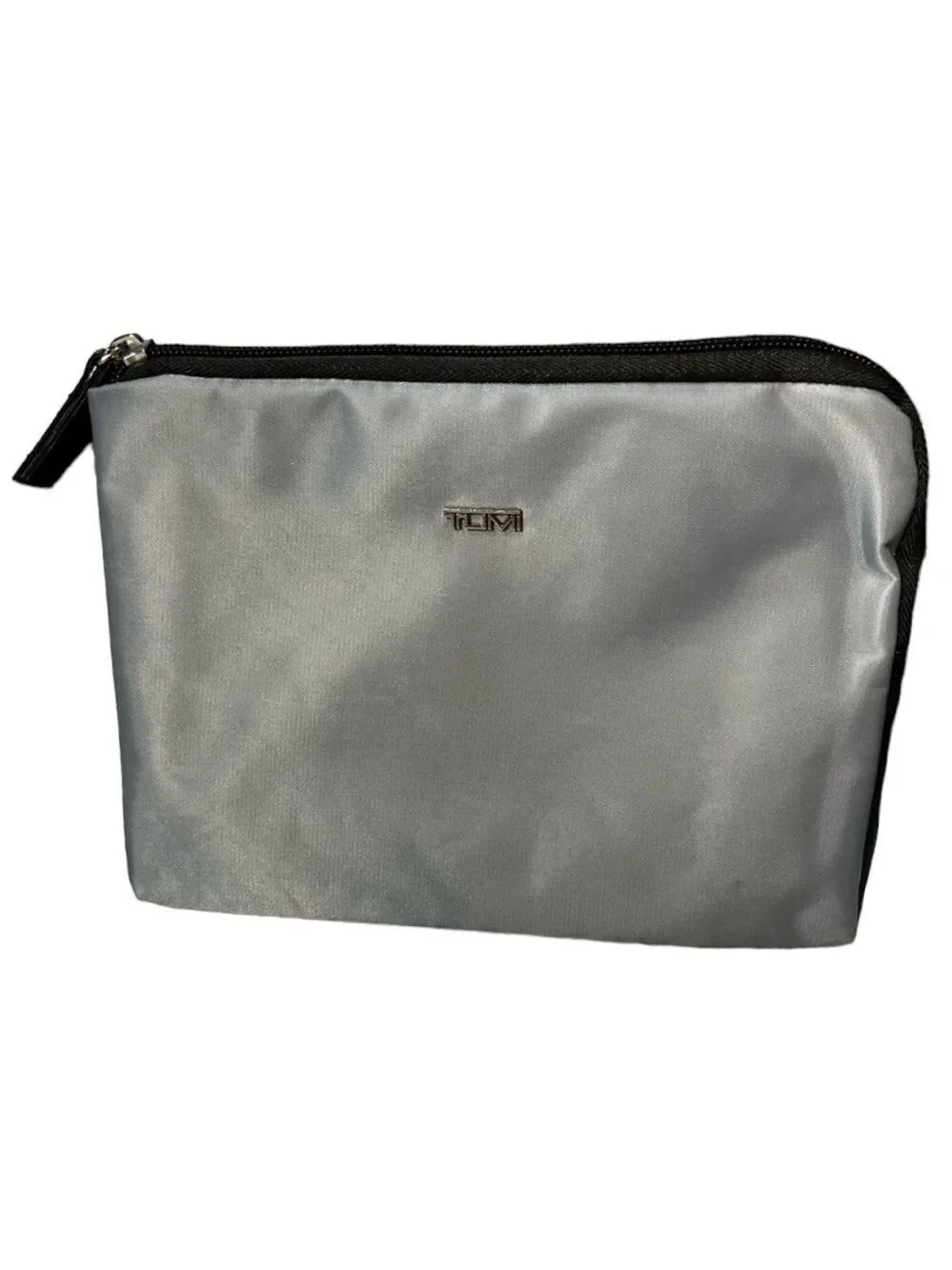 Tumi for Delta Gray Nylon Toiletry Pouch Zip Travel Cosmetic Case Makeup Bag